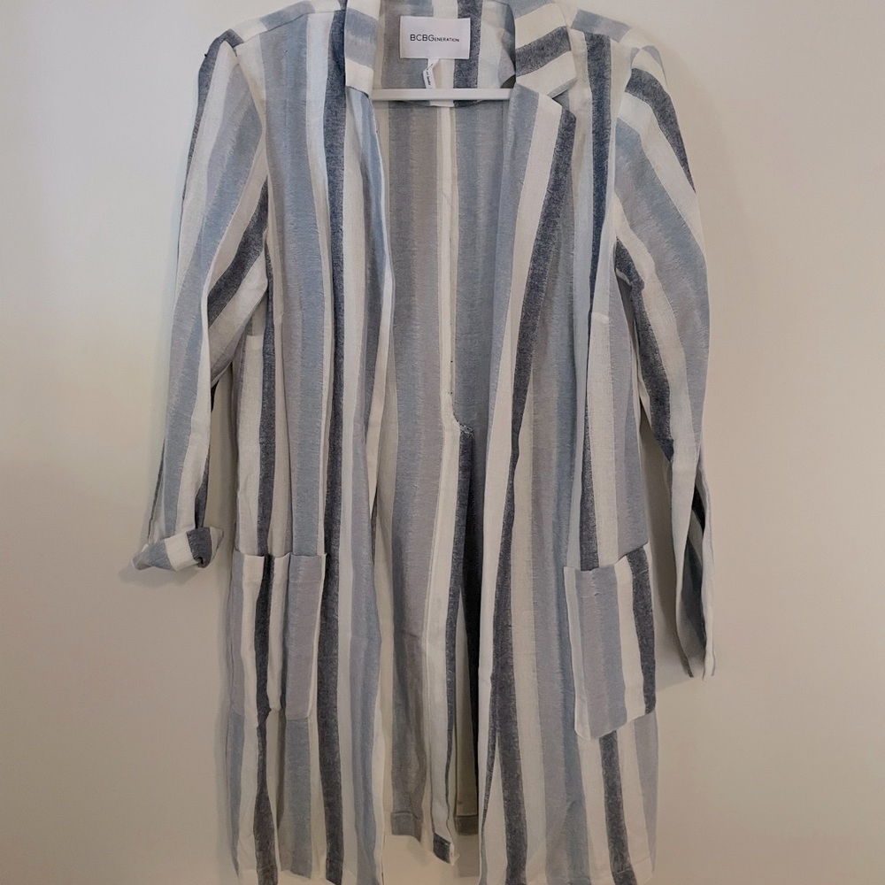 BCBGeneration blue and gray striped blazer size medium